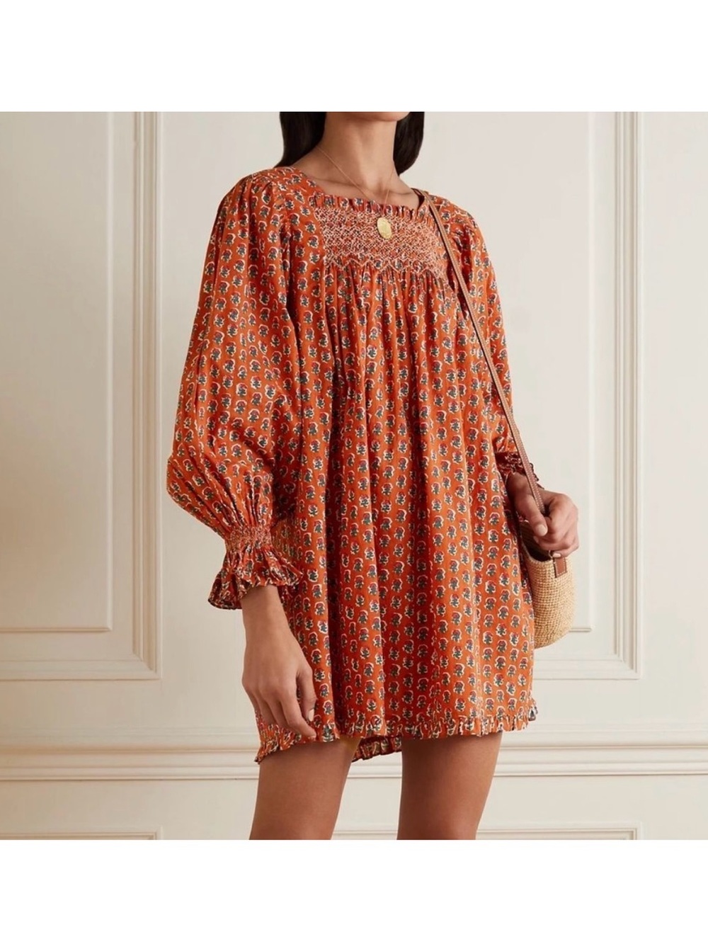 DOEN Estee Floral Smocked Mini Dress